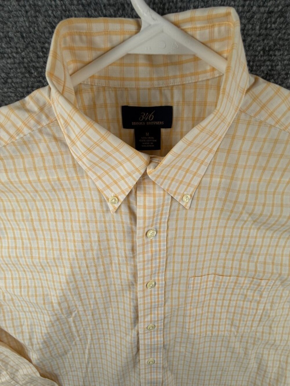 Brooks Brothers Non Iron Long Sleeve Button Up Shirt Men Medium Yellow Check